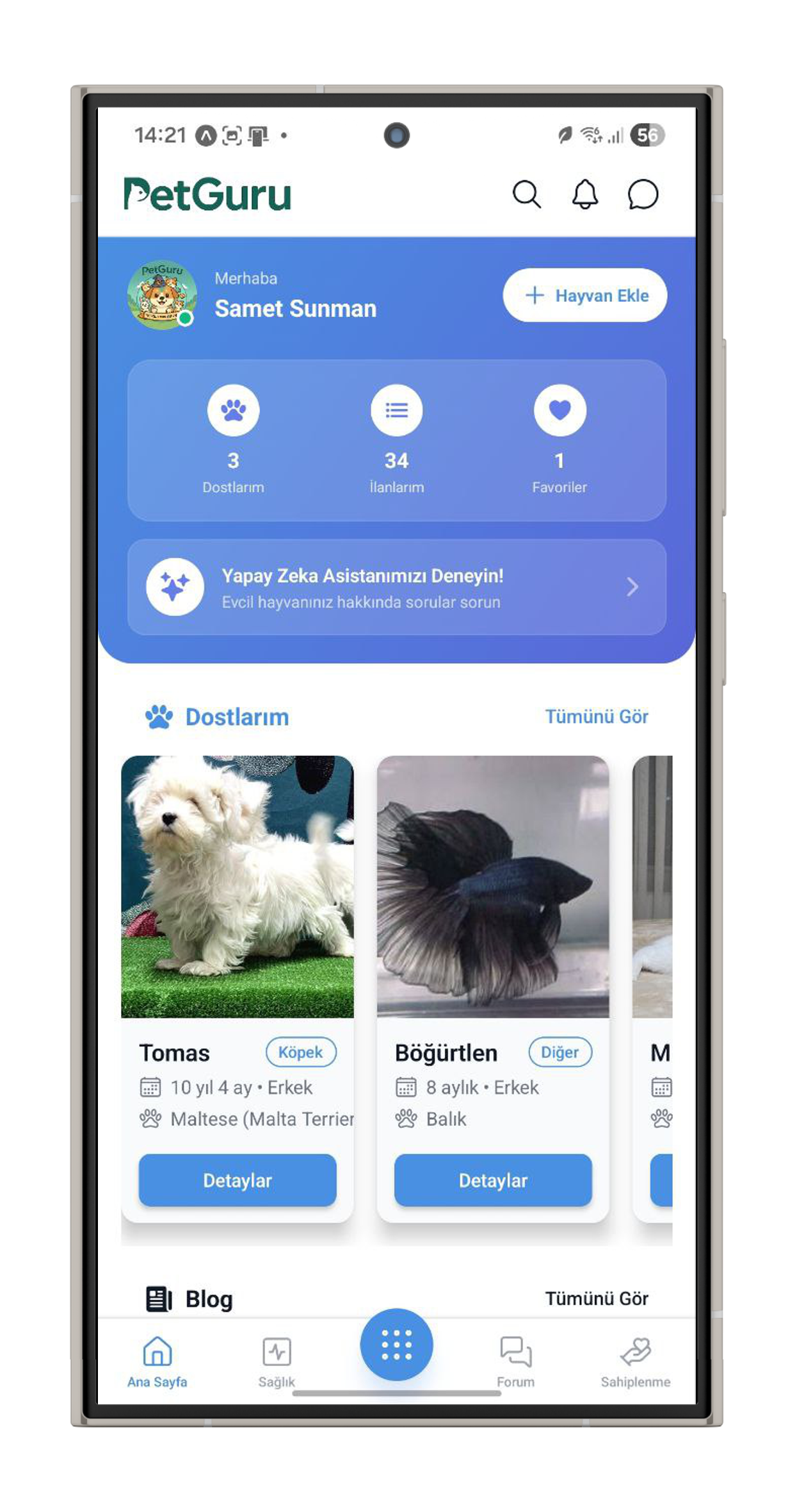 PetGuru Uygulama Ekran Görüntüsü